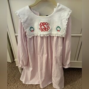 Cecil & Lou Red and White Polka Dot Dress with Monogram